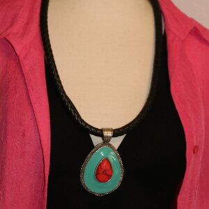 Beautiful and Chunky Braided Rope Style "Chain" with Oversized Pendant